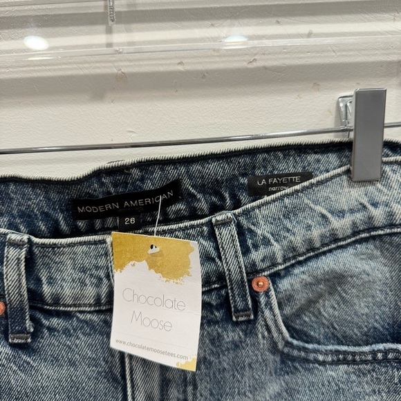 Modern American La Fayette Straight Leg Jeans Distressed in Brooklyn Wash 26 - Picture 3 of 10